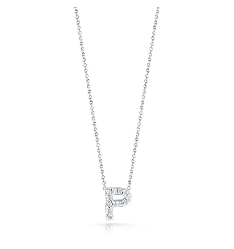 Roberto Coin Tiny Treasures White Gold "Love Letter" Initial Pendant